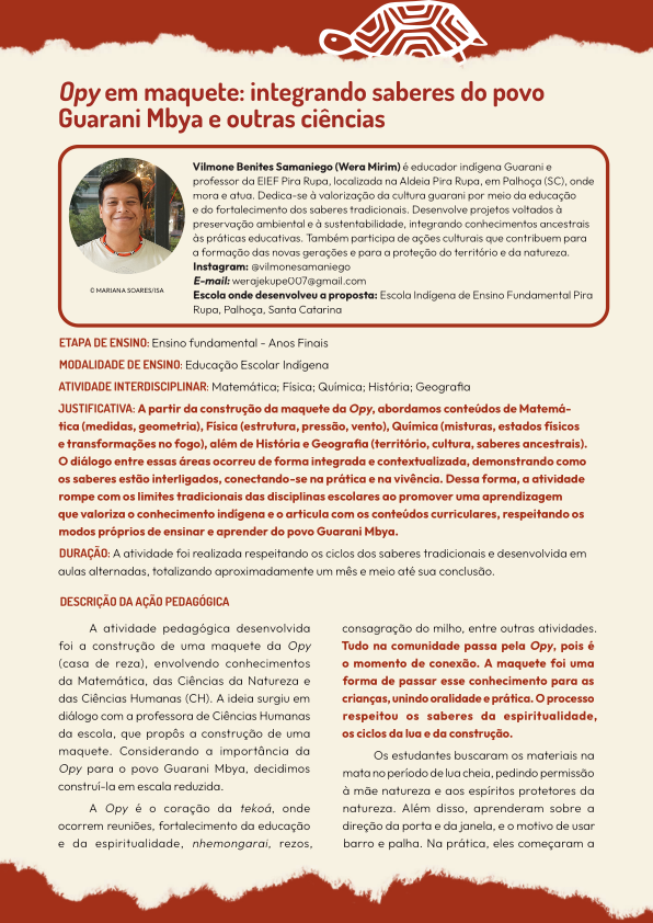 Proposta pedagógica de Vilmone Benites Samaniego (Wera Mirim)